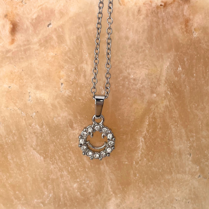 CHARMED || Silver Rhinestone Smiley