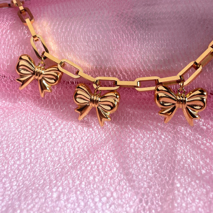 Large Bow Paperclip Necklace & Bracelet