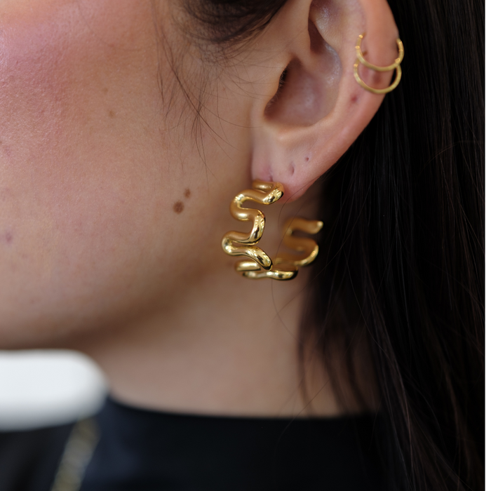 EARRINGS || Geometric Squiggle Hoops