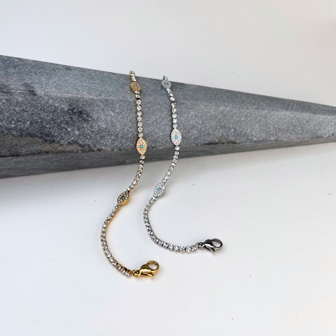 Rhinestone Evil Eye Bracelet/Necklace A R M E D