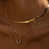 10K Gold Herringbone Necklace with Stack